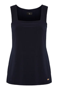Tia - Long Jersey square neck Camisole - Navy