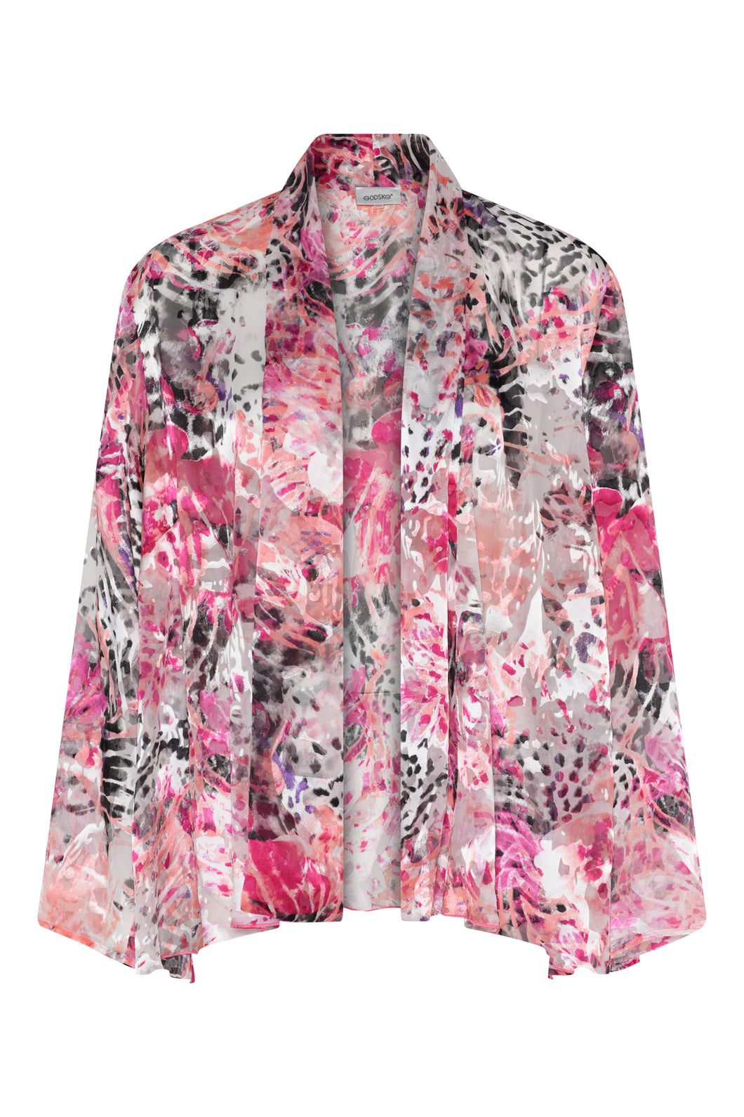 Godske - Short floaty Jacket - Fuchsia Pink Print