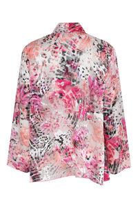 Godske - Short floaty Jacket - Fuchsia Pink Print