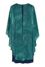Load image into Gallery viewer, Godske - Chiffon Dress with Waterfall overtop - Emerald &amp; Blue