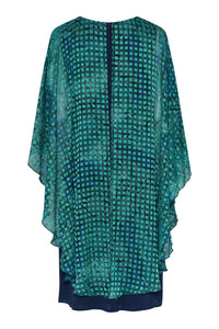 Godske - Chiffon Dress with Waterfall overtop - Emerald & Blue