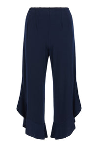 Tia - Frilly sided Jersey trousers - Navy