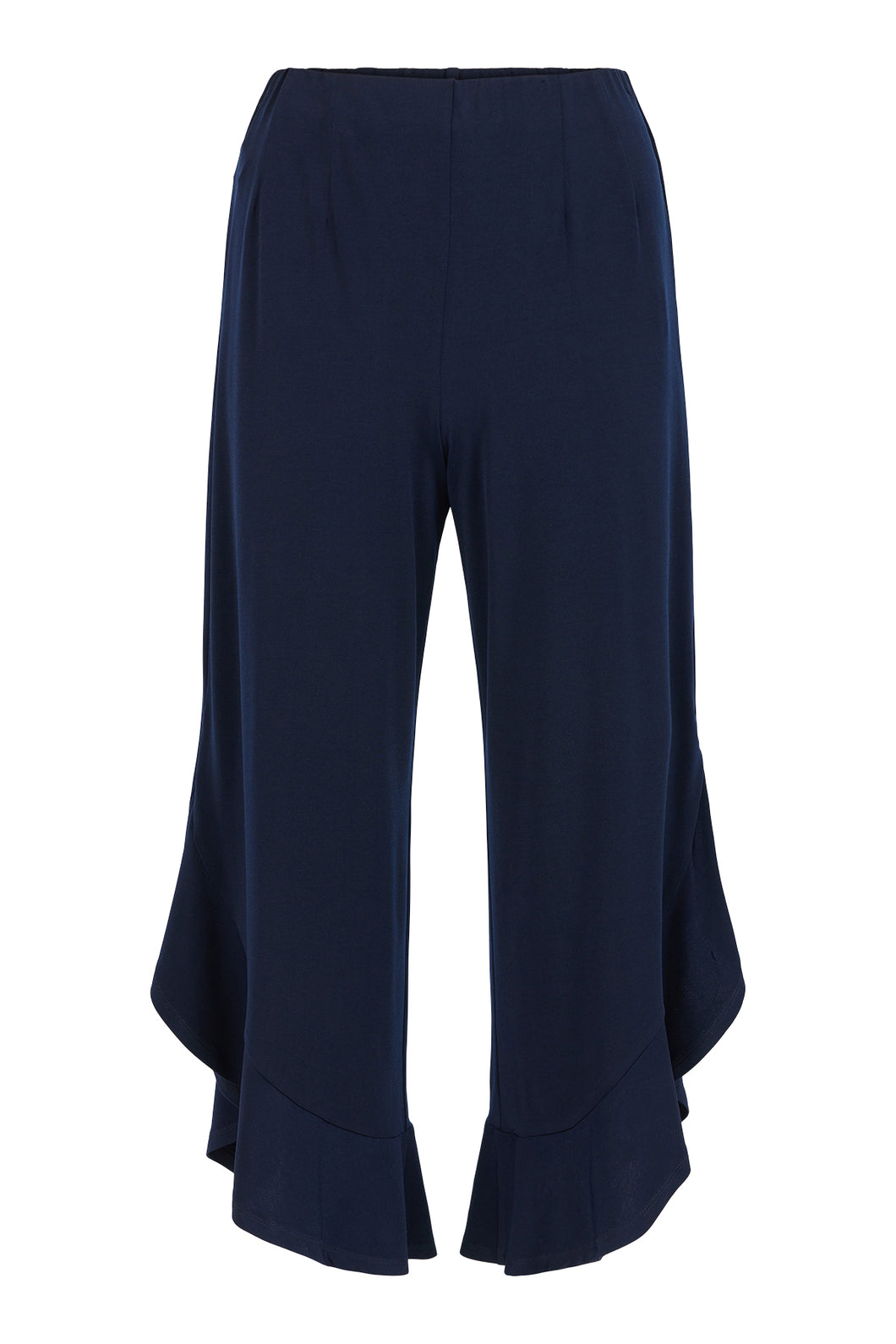 Tia - Frilly sided Jersey trousers - Navy