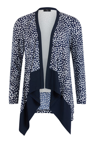 Tia - Long Sleeve Jacket with sewn in Cami - Navy & Cream