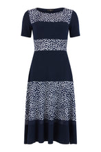 Load image into Gallery viewer, Tia - Short sleeved Dress - Navy &amp; Cream print