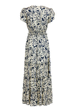 Load image into Gallery viewer, Tia - Short sleeved silky tiered Dress - Navy &amp; Cream