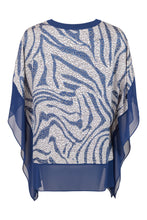 Load image into Gallery viewer, Godske - V Neck relaxed blouse - Blue &amp; Silver print