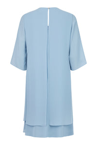 Godske -3/4 Sleeve Dress with Diamanté Neckline - Cornflower Blue