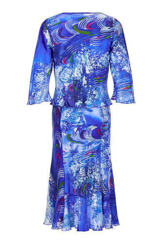 Godske - Peplum style dress - Peacock Blue Print