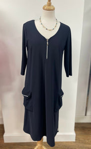 Doris Streich  - Relaxed Dress with Zip - Navy