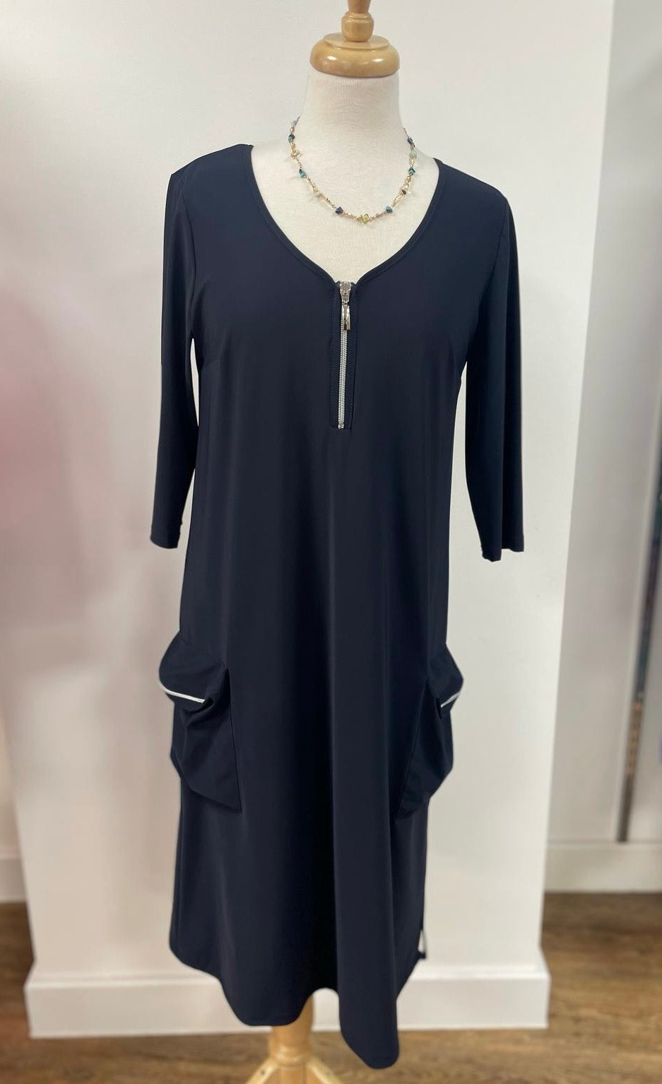 Doris Streich  - Relaxed Dress with Zip - Navy