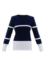Load image into Gallery viewer, Marble - Soft round neck Sweater - Navy &amp; White