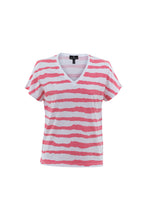 Load image into Gallery viewer, Marble - V Neck Tee Shirt - Coral Stripe