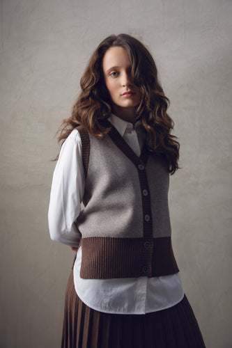 Marble - Waistcoat - Brown & White - 7644