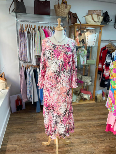 Godske - Long Sleeve Layered Dress - Fuchsia Animal Print