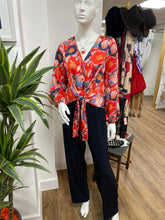 Load image into Gallery viewer, Tia - Tie front Blouse - Coral Poppy print