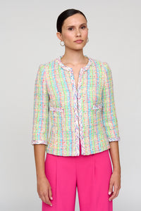 Bariloche - Azofra- Chanel Style Jacket - Lime & Pink Check