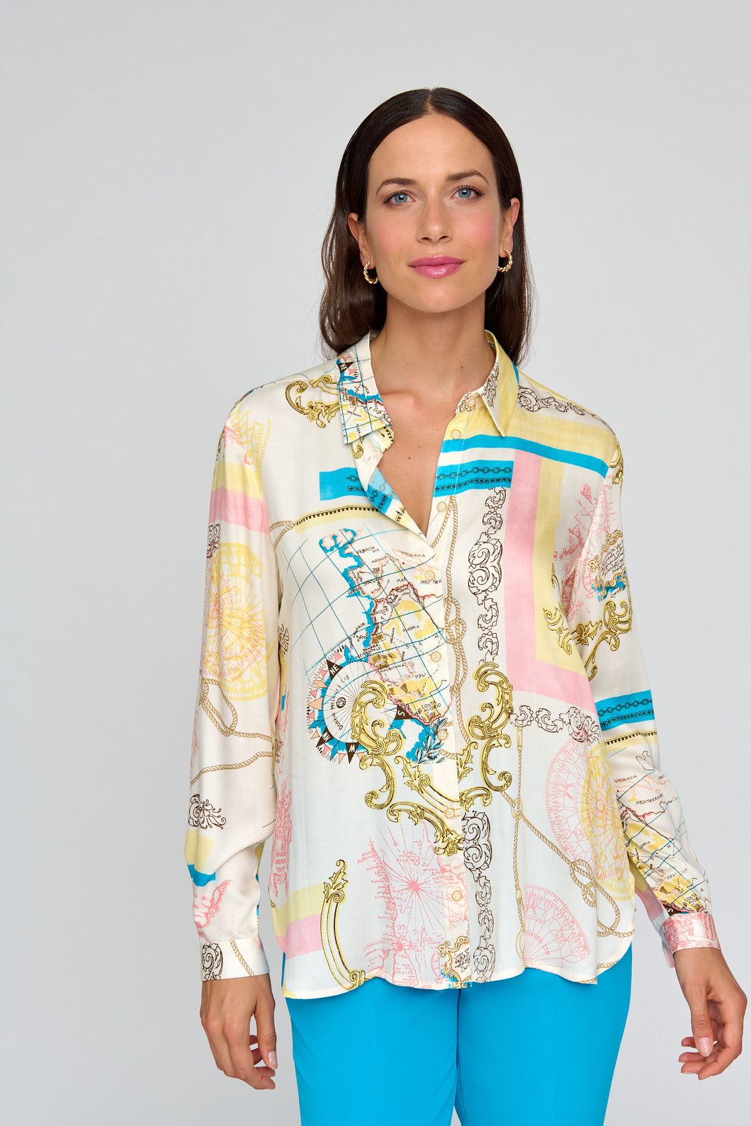 Bariloche - Berrocal - Versace style blouse - Lemon & Pink print