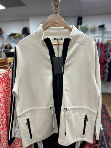 Olsen - Long Sleeve Zipped Jacket - Stone & Black