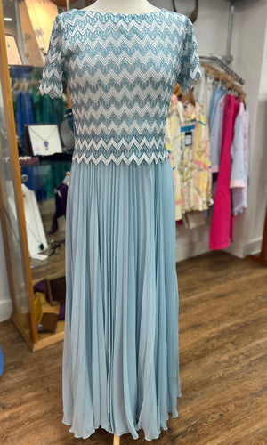 Allison - Missoni Style print Long Dress - Sky Blue