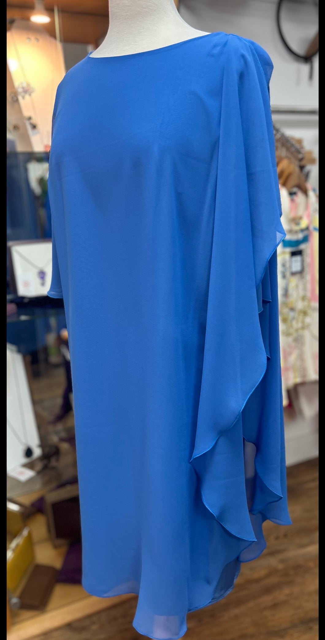 Allison - Draped sleeved Dress - Cornflower Blue
