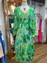 Load image into Gallery viewer, Allison - Sleeveless ruffle silk dress with Bolero Jacket - Green &amp; Turquoise
