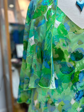 Load image into Gallery viewer, Allison - Sleeveless ruffle silk dress with Bolero Jacket - Green &amp; Turquoise