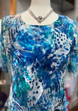 Load image into Gallery viewer, Allison - Silk Short Sleeved Ruffle frill dress - Turquoise &amp; Blue