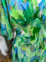 Load image into Gallery viewer, Allison - Short Sleeved Silk Long Dress - Green &amp; Turquoise Animal Print