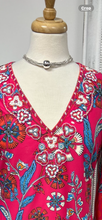 Load image into Gallery viewer, K Design - 3/4 Sleeve Beaded V Neck Dress - Hot Pink