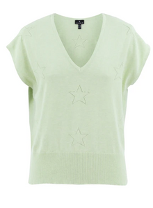 Marble - Star Pattern Sleeveless sweater - Lime