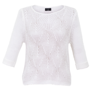Marble - Short Sleeved Crew Neck Sweater - Winter White