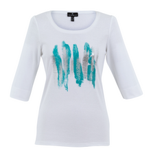 Load image into Gallery viewer, Marble - 3/4 length T - shirt - Aqua &amp; Silver print