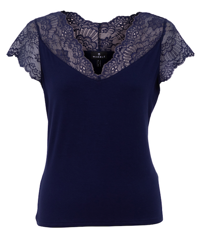 Marble - Lace Top - Navy