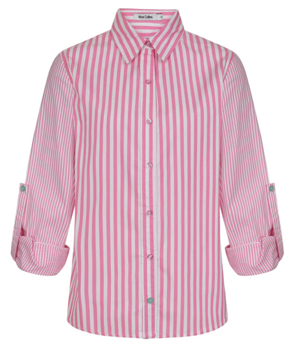 Alice Collins - Sophie long sleeved Shirt - Rose & white stripe