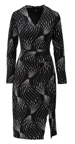 K Design - V Neck Dress - Black & Cream - Z106