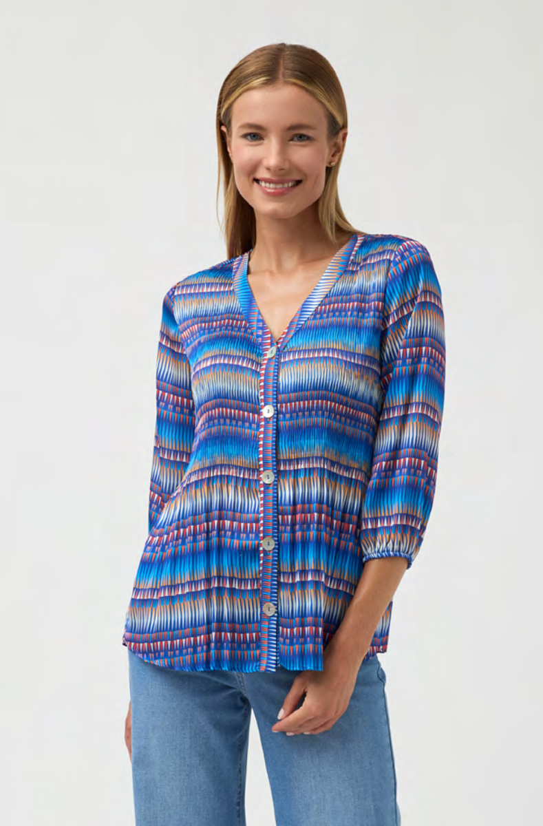 Bariloche - Encanto Pleated Blouse - Royal Blue mix