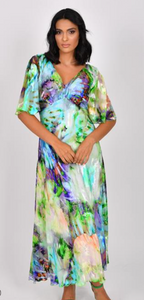 Allison- Silk Maxi Dress - Green Print