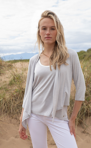 Marble - 3/4 Sleeve Fine Cardigan /Wrap - Silver - 6541