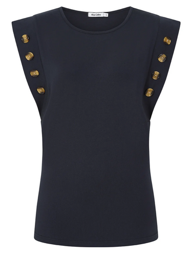 Alice Collins - Capped Sleeved Tee -  Navy