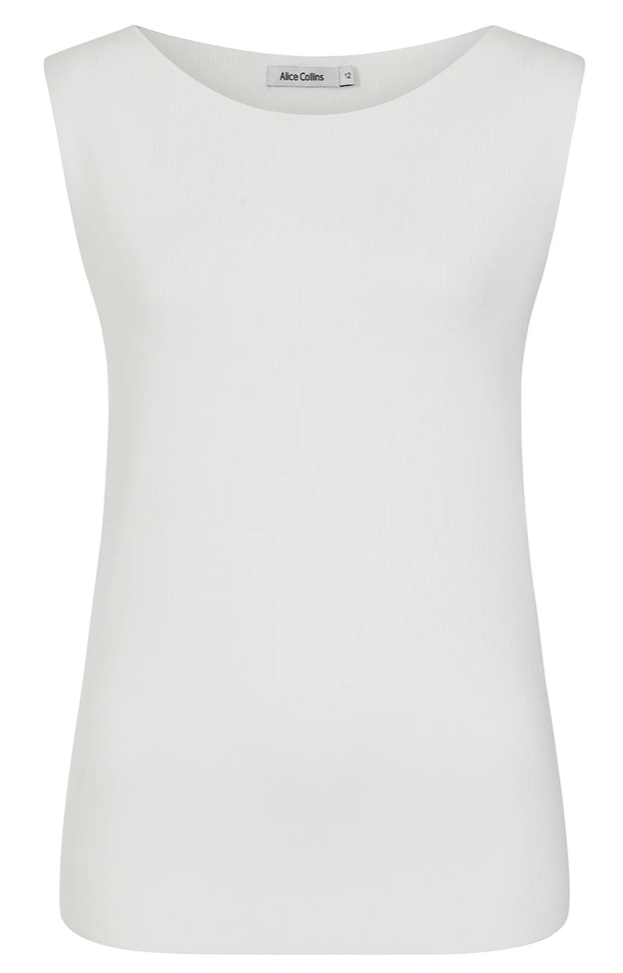Alice Collins - Vida Fine Knit Sleeveless Vest - White