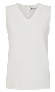 Alice Collins - Rose - V Neck Linen Top - White