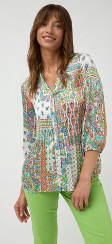 Bariloche - Cala 3/4 Sleeve blouse - Pink & Green Mix