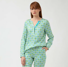 Load image into Gallery viewer, Tinta - Galilea - V Neck Blouse - Turquoise &amp; Lime