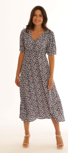 Pomodoro - Tea Dress - Ditsy Print - Navy & White