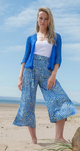 Marble - Wide Legged Trousers - Ditsy Print - Blue/Lime - 7943