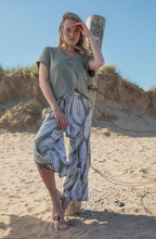 Load image into Gallery viewer, Marble - Wide Legged Trousers - Leaf Print - Khaki &amp; White  - 7942