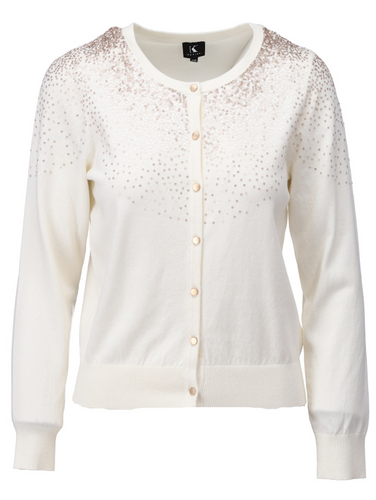 K Design - Cardigan & Vest Twin Set - Cream & Sequin -