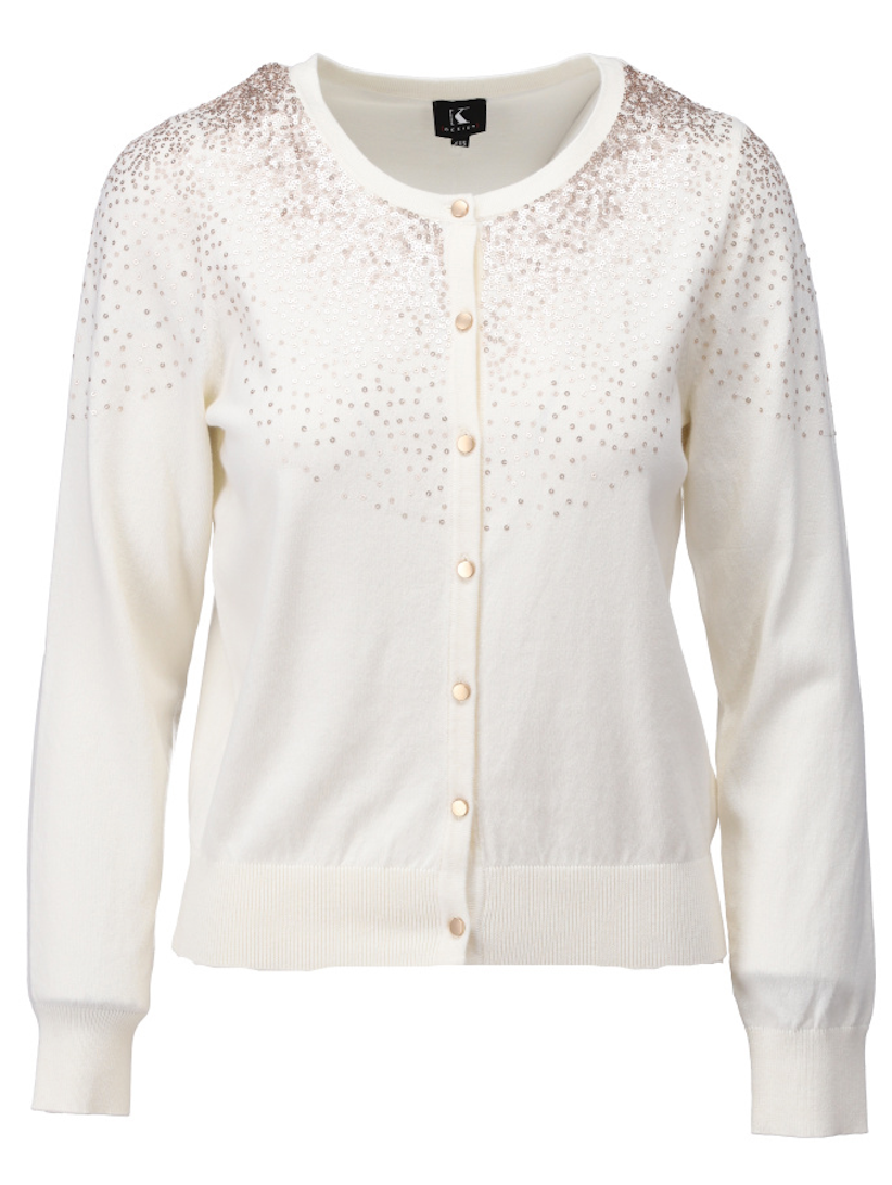 K Design - Cardigan & Vest Twin Set - Cream & Sequin -