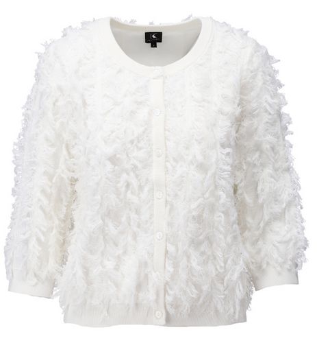 K Design - Fringe Cardigan - Cream - A847
